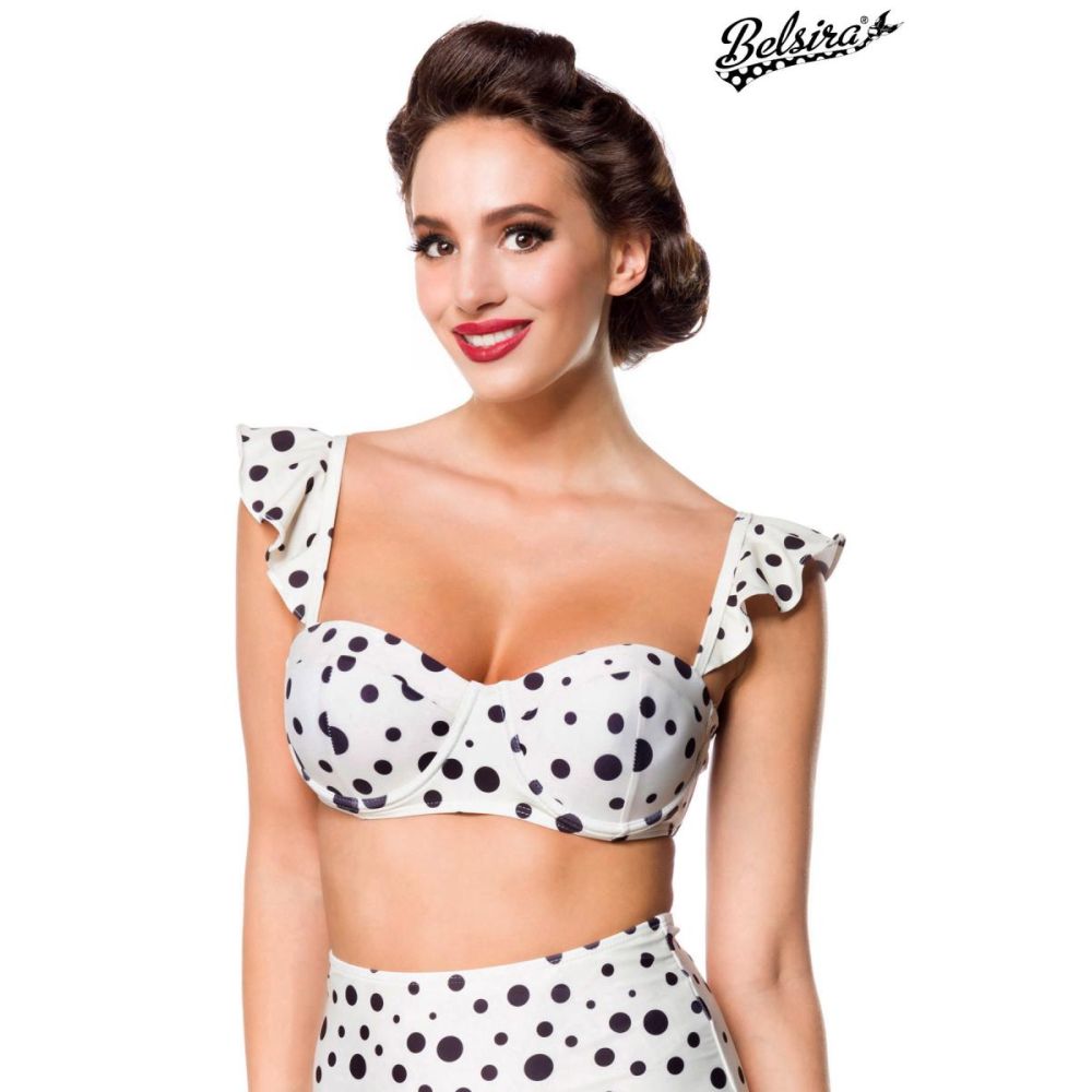 Belsira - Vintage Bikinitop - Creme/Zwart